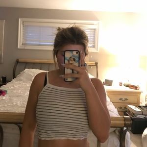 White and blue brandy Melville crop top